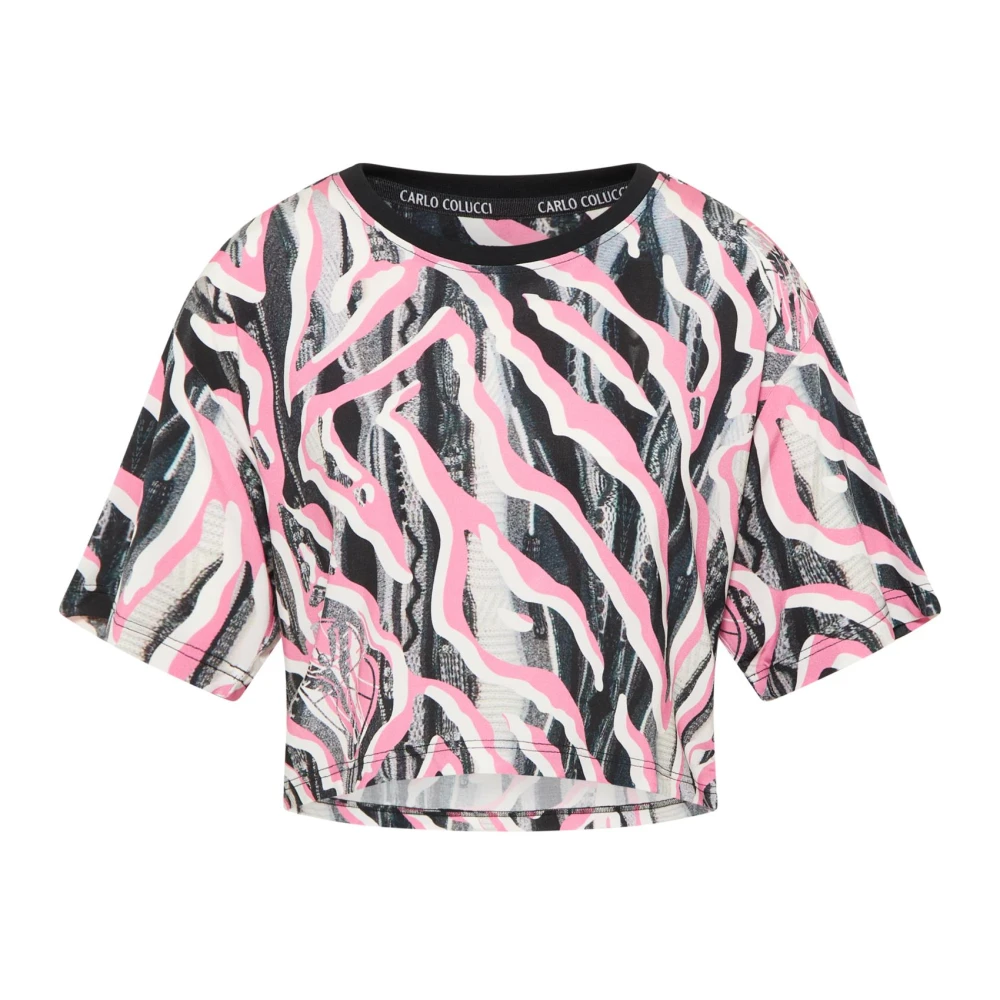 Carlo Colucci Women's Multicolor Cropped T-Shirt - T-Shirts - L - Tops