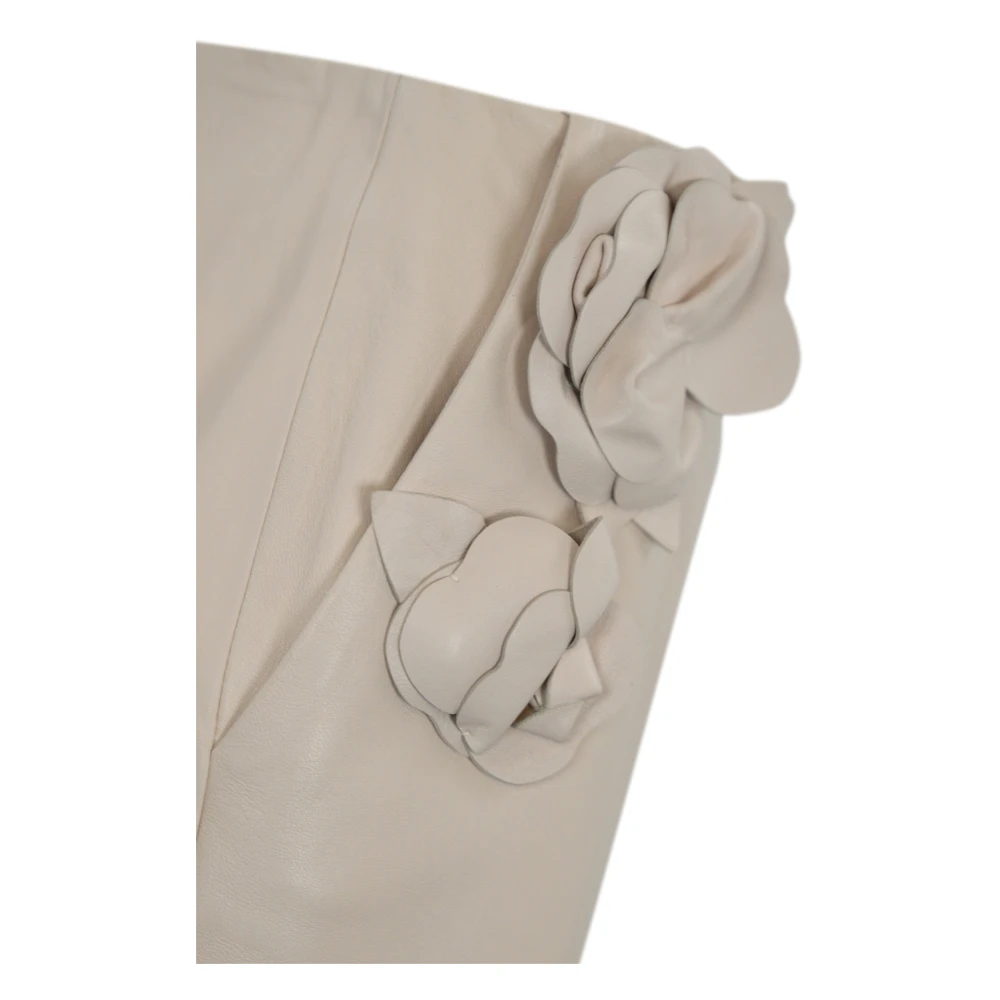 Elisabetta Franchi Bloemen Leren Minirok Yellow Dames