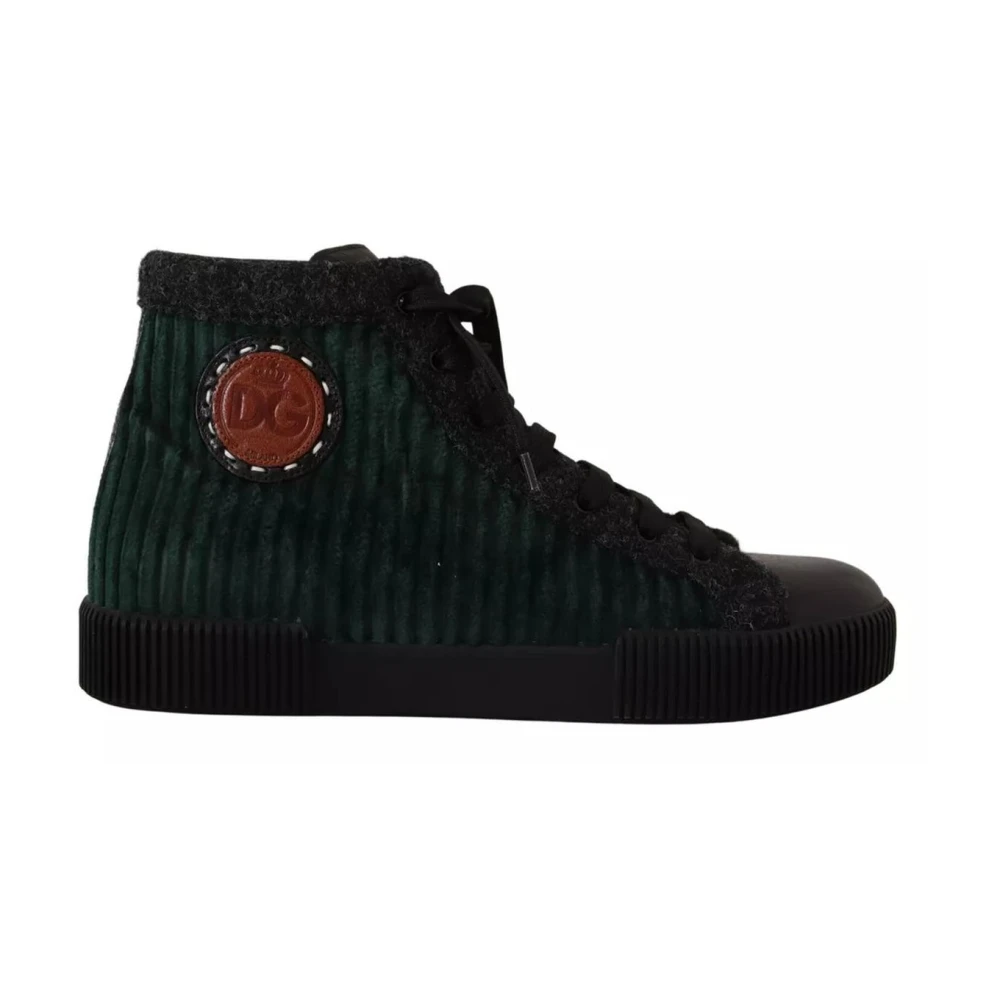 Dolce & Gabbana Green Corduroy High Tops Sneakers Mens Casual Shoes - EU42/US9 - Image 2