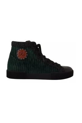 Grön Svart Corduroy High Top Sneakers