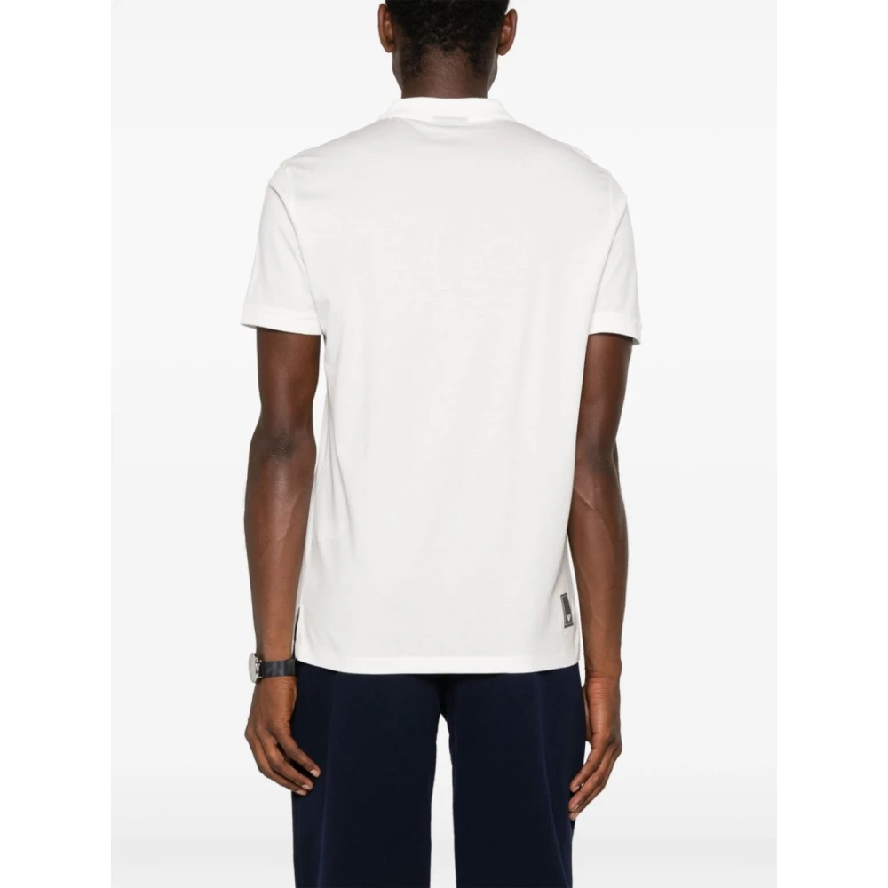 Emporio Armani Witte Jersey Textuur Poloshirt White Heren