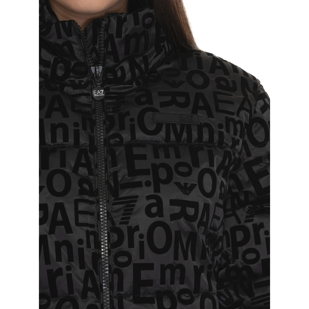 Emporio Armani EA7 Gewatteerde Logo Bomberjack met Rits Black Dames