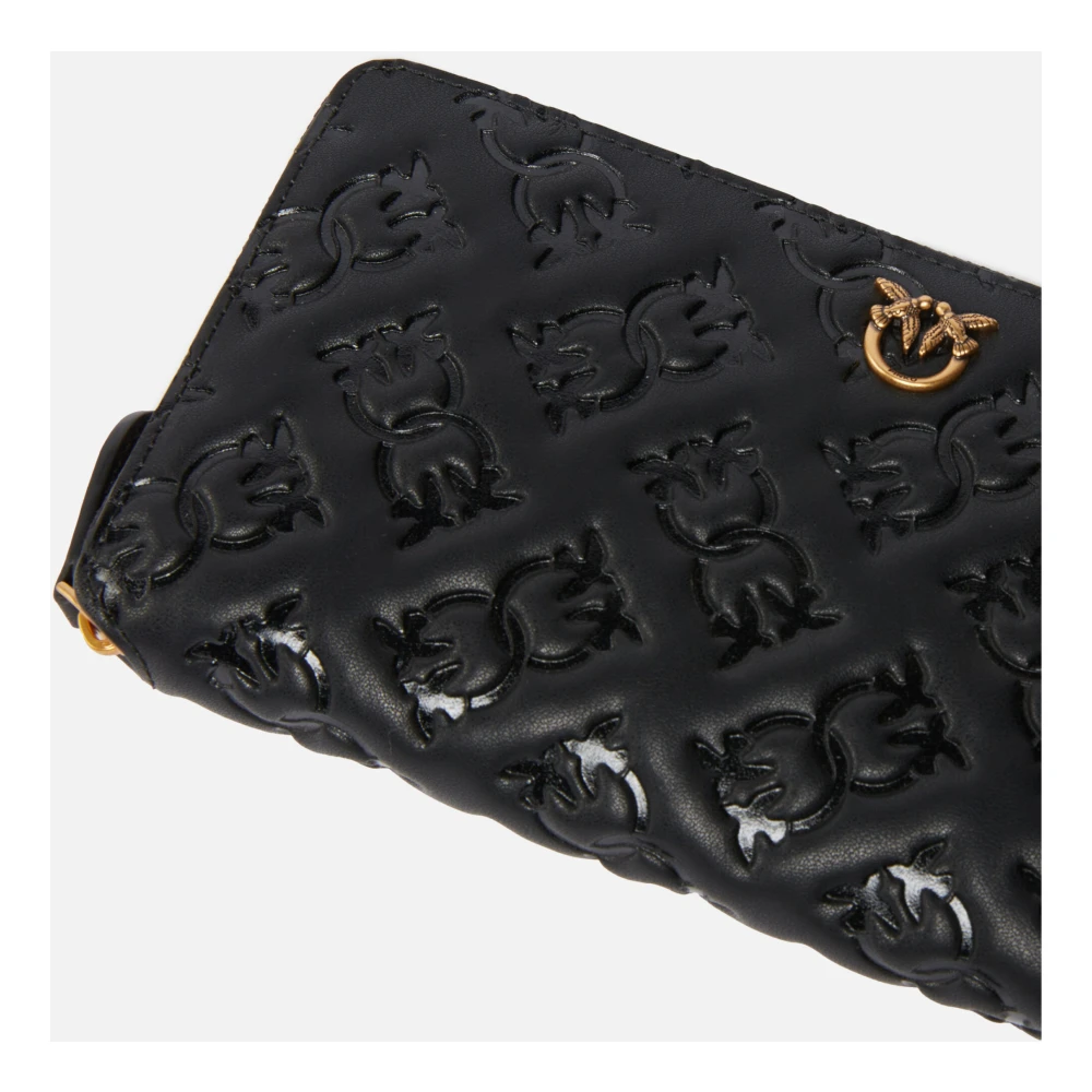 pinko Monogram Love Birds Leren Portemonnee Black Dames