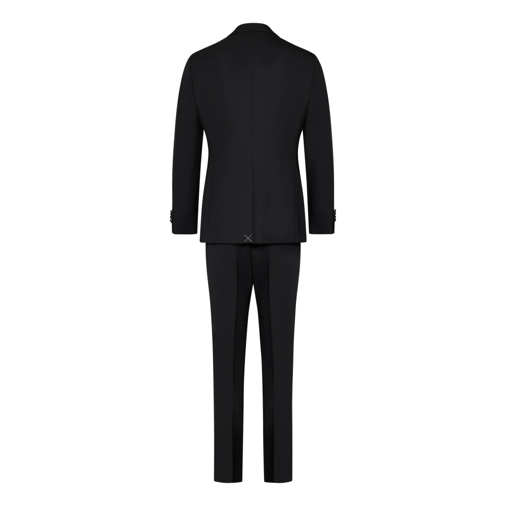 Low Brand Zwart Tuxedo Pak met Satijnen Details Blue Heren