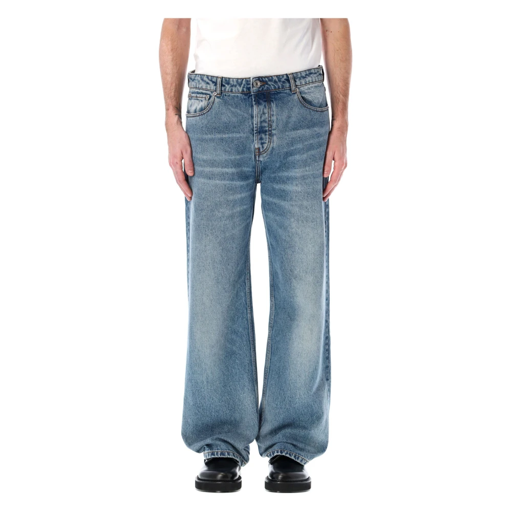 Ami Paris Gebruikte Blauwe Denim Large Fit Jeans Blue Heren