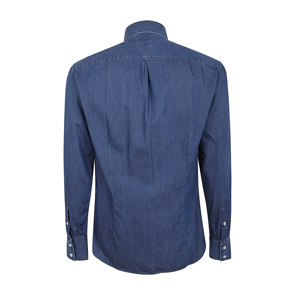 BRUNELLO CUCINELLI Donker Denim Overhemd Blue Heren