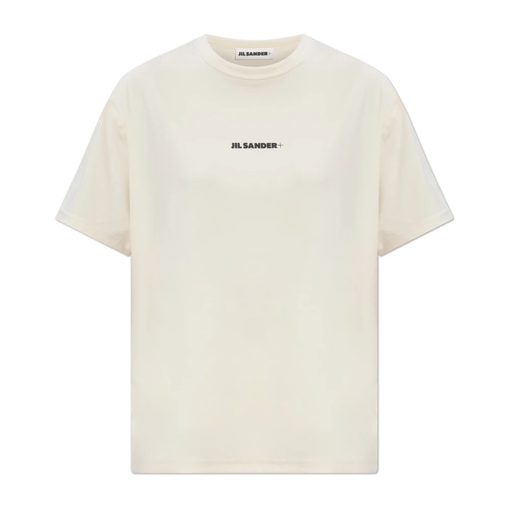 Jil Sander Beige T-Shirt Med Tryckt Logo