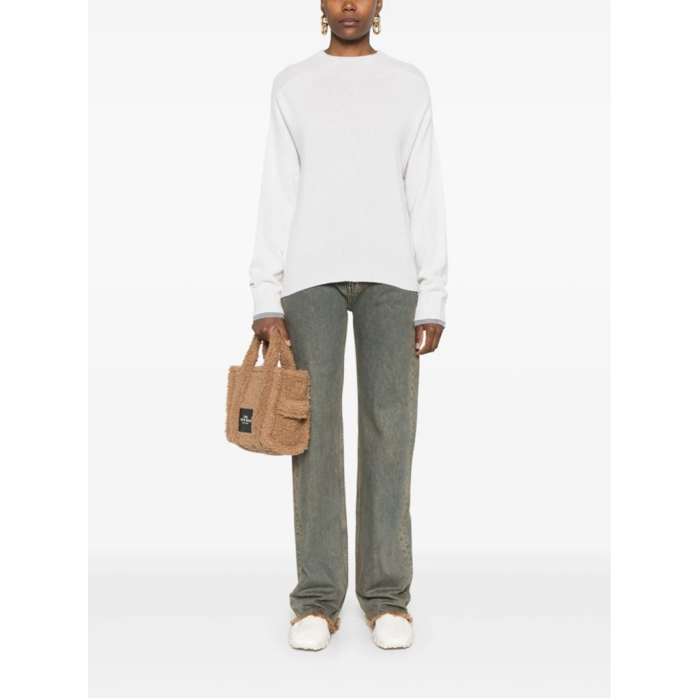 pinko Geribbelde Gebreide Trui met Logopatch White Dames