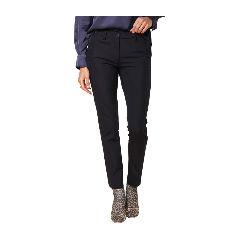 Mason's Slim Chino Broek in Donkerblauw Blue Dames