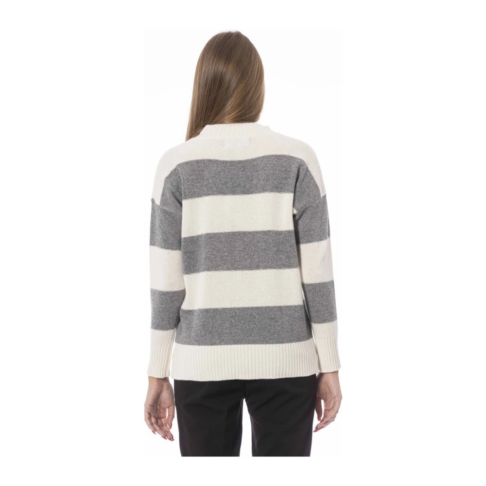 Baldinini Trendy Longsleeve V-hals Top Gray Dames