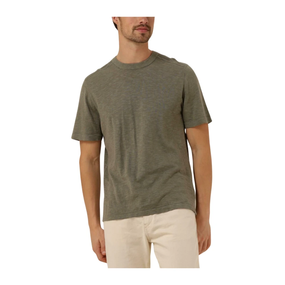 Selected Homme Groen Linnen Gebreid T-shirt Green Heren