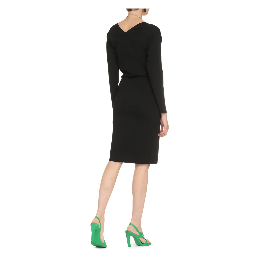 Stella Mccartney Geribbelde Viscose Jurk Black Dames