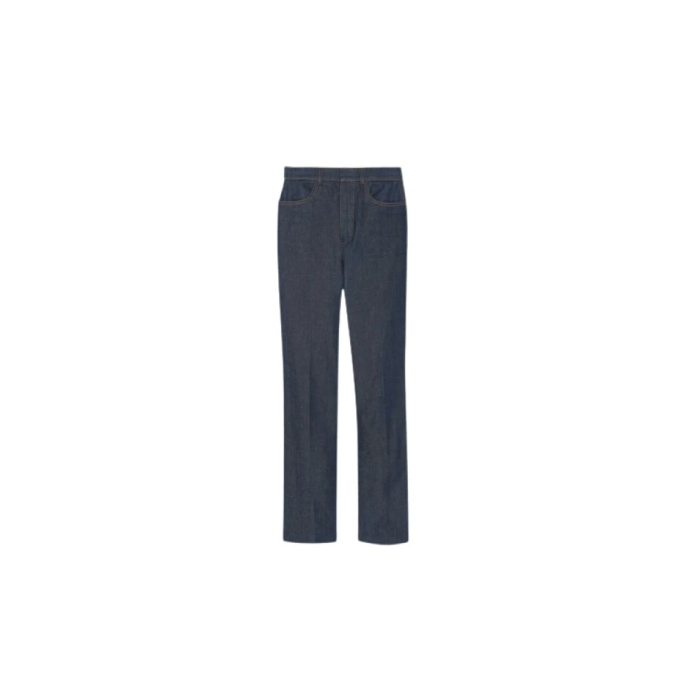 Saint Laurent Denim Straight Leg Broek met Zakken Blue Dames