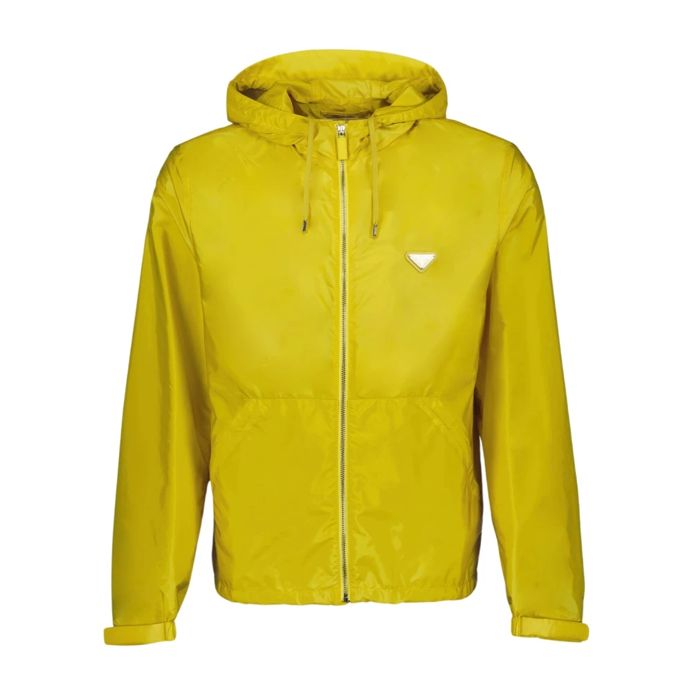 Prada Men's Yellow Nylon Hooded Jacket