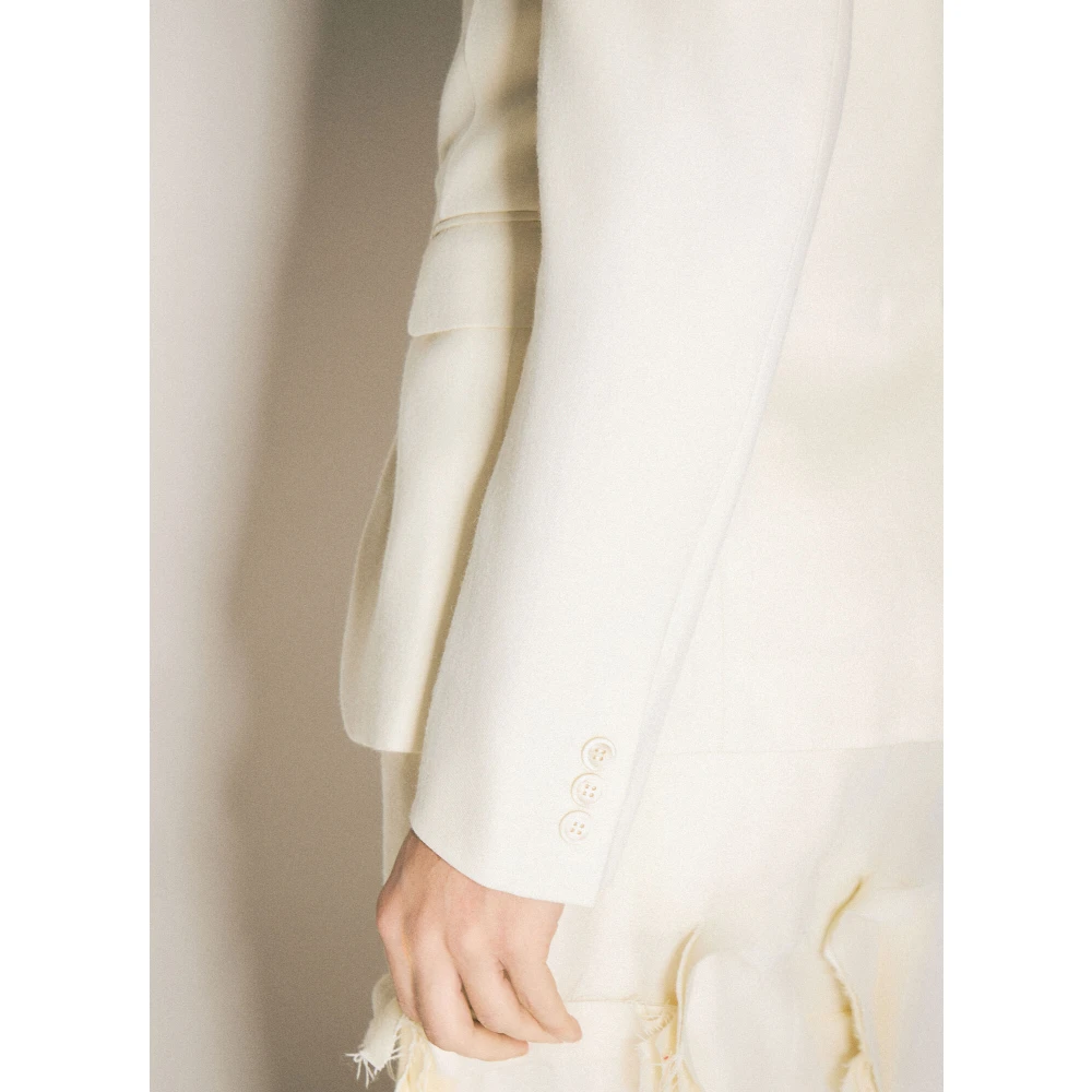 Comme des Garçons Wolblend Blazer met Rits Sluiting Beige Heren