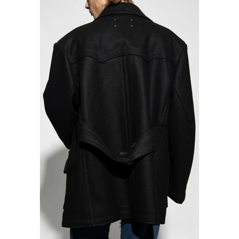Maison Margiela Double-Breasted Coats Black Heren