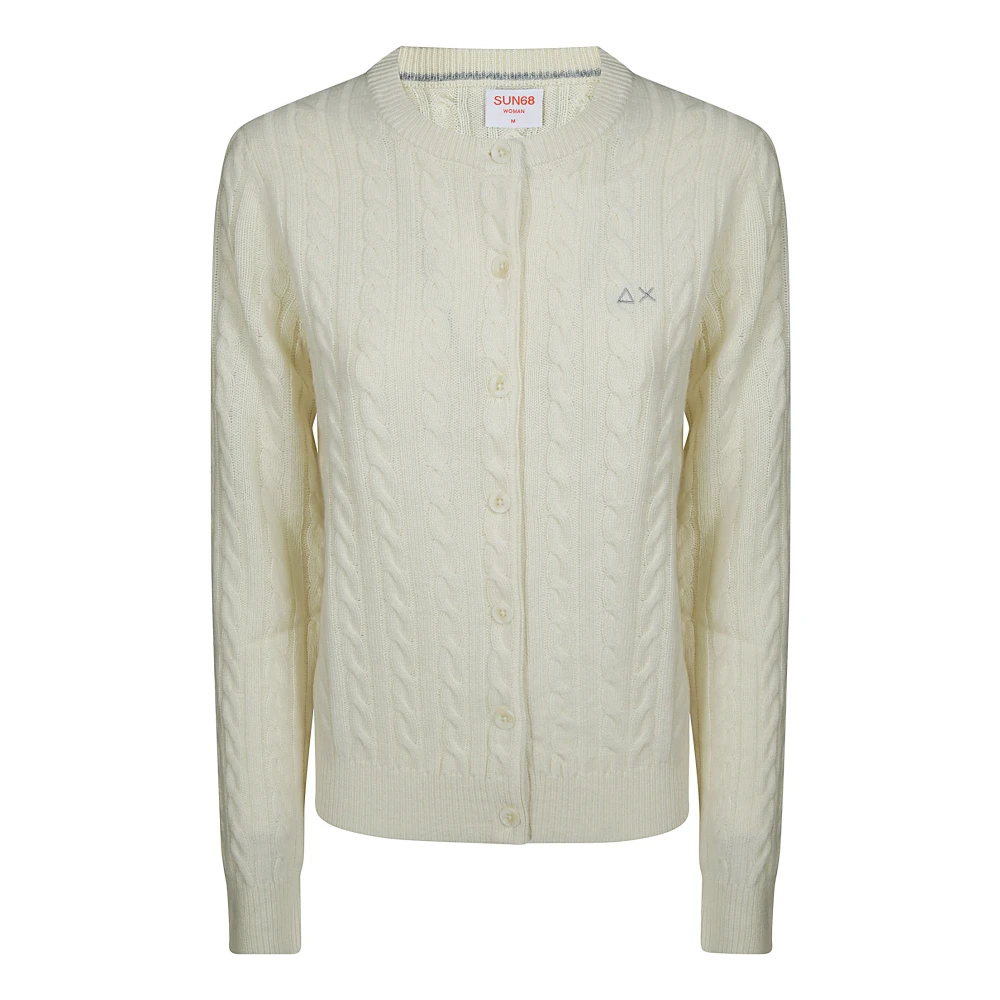 Sun68 Ronde Hals Kabeltrui Vest Beige Dames