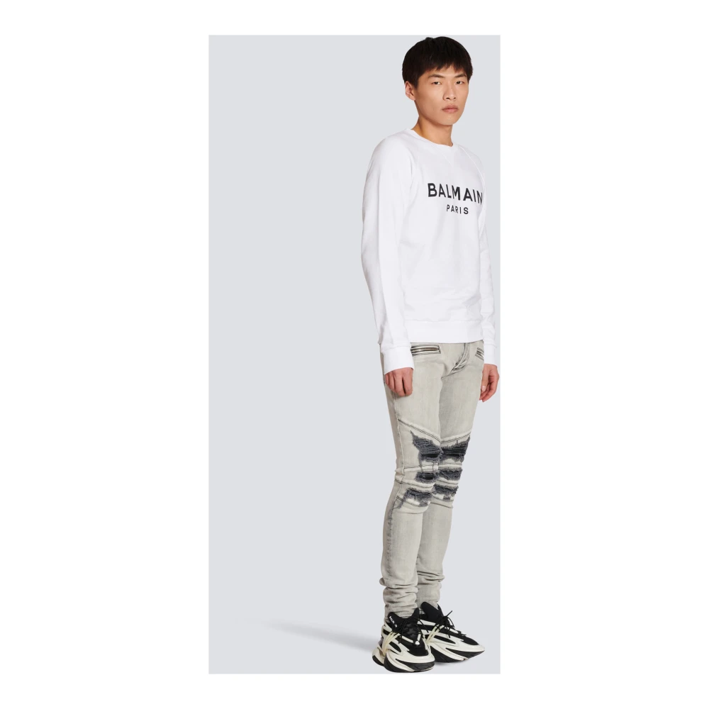 Balmain Katoenen bedrukte logo-sweatshirt White Heren