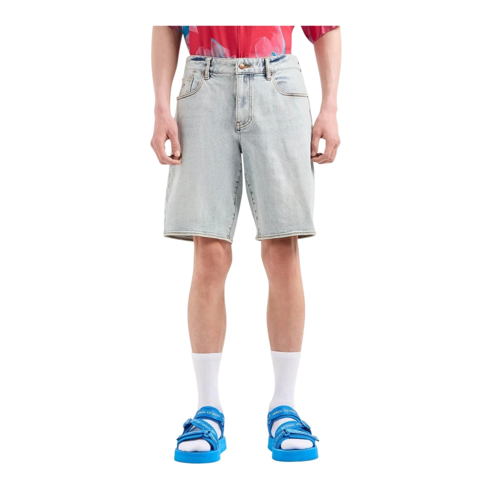 Armani Exchange Blue Denim Shorts, Male, W32, J65 Denim Shorts