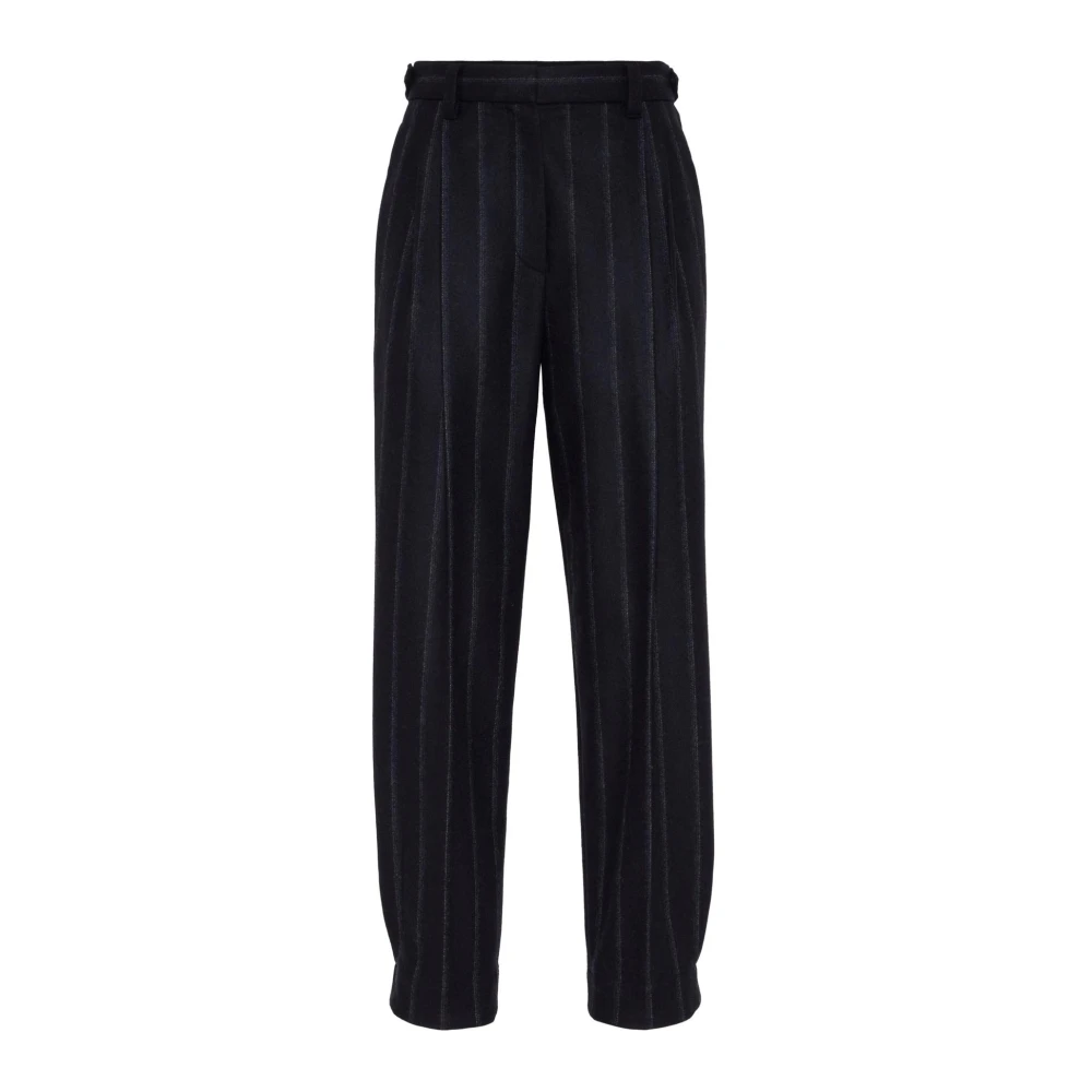 BRUNELLO CUCINELLI Blauwe Wol Pinstripe Broek Blue Dames