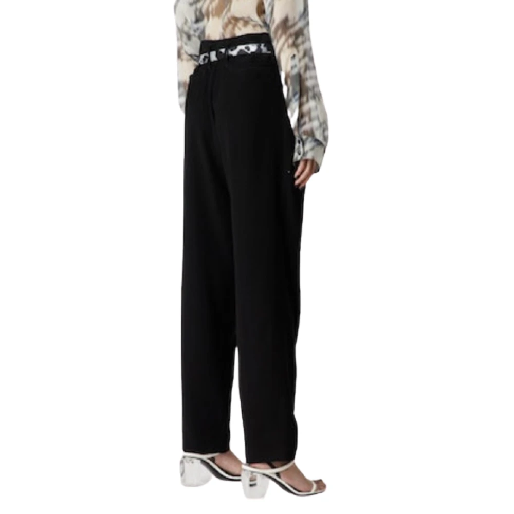 Giorgio Armani Zwarte broek met rechte pasvorm en zachte voorplooi Black Dames