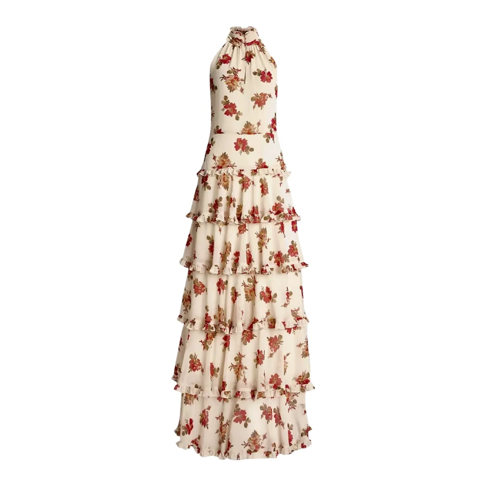 Ralph Lauren Multilayer Bloemenjurk White Dames
