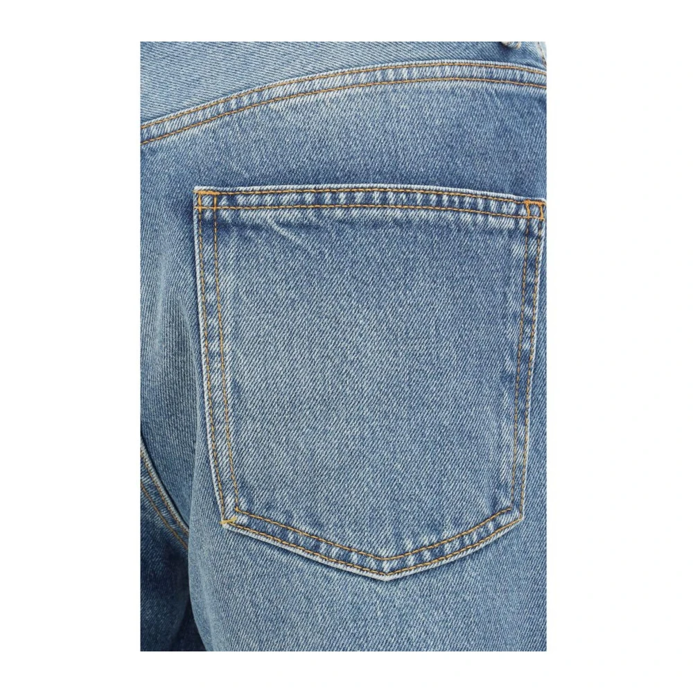 Haikure Klassieke vijf-pocket jeans met leren patch Blue Dames