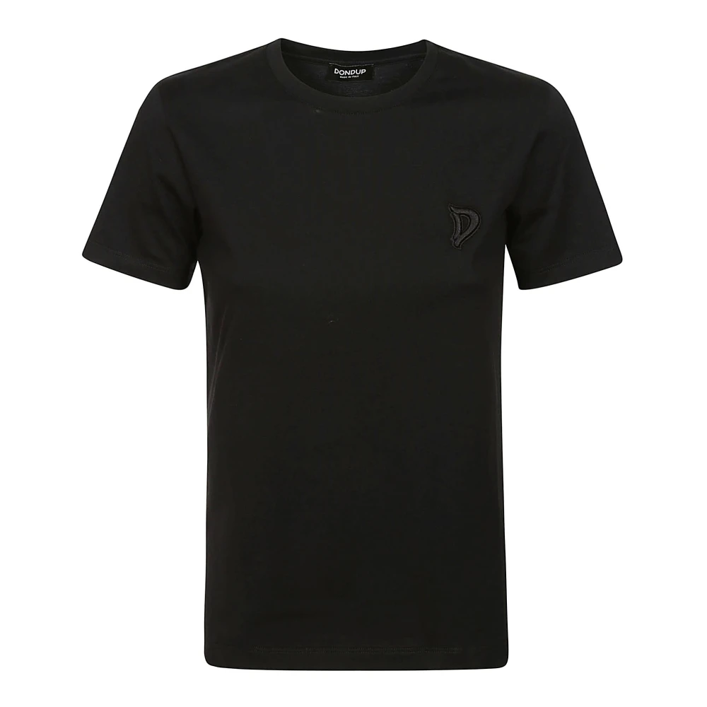 Dondup Zwarte Katoenen T-shirt met Geborduurd Logo Black Dames