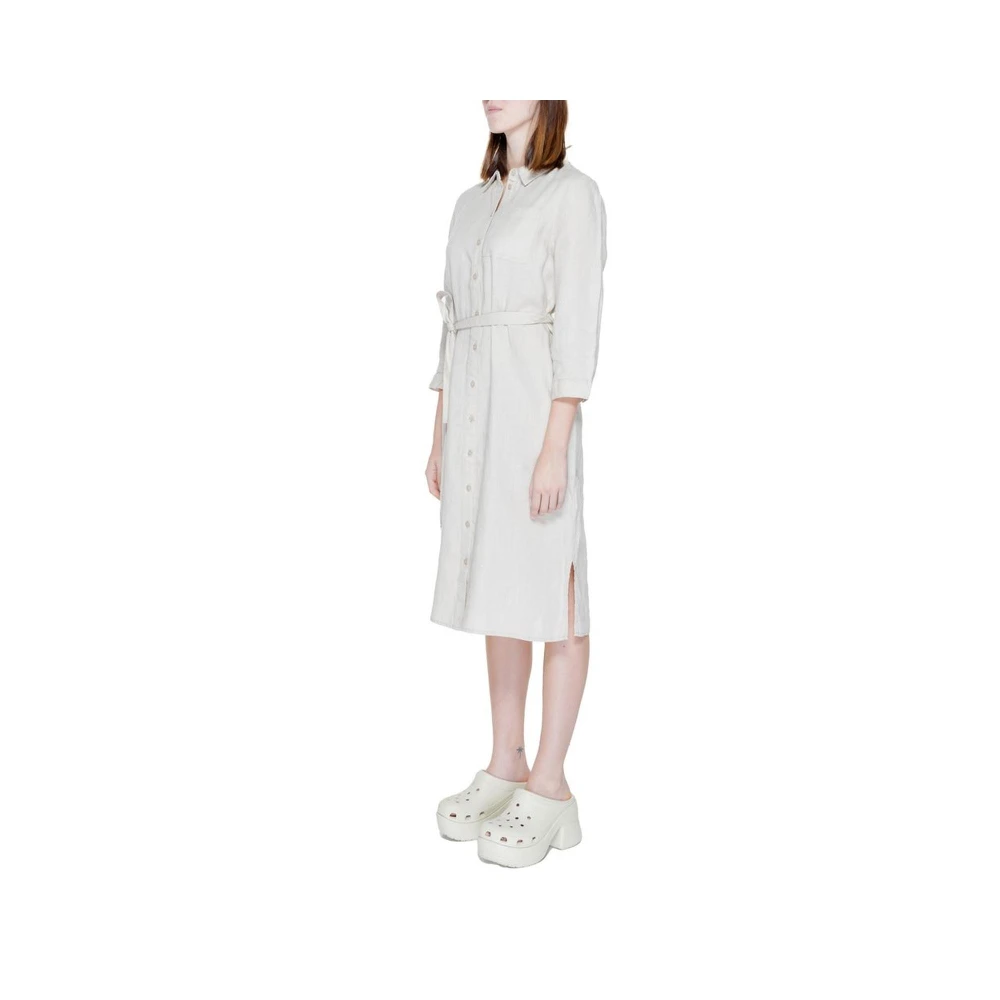 Street One Linnen Lange Jurk Lente Zomer Collectie Beige Dames