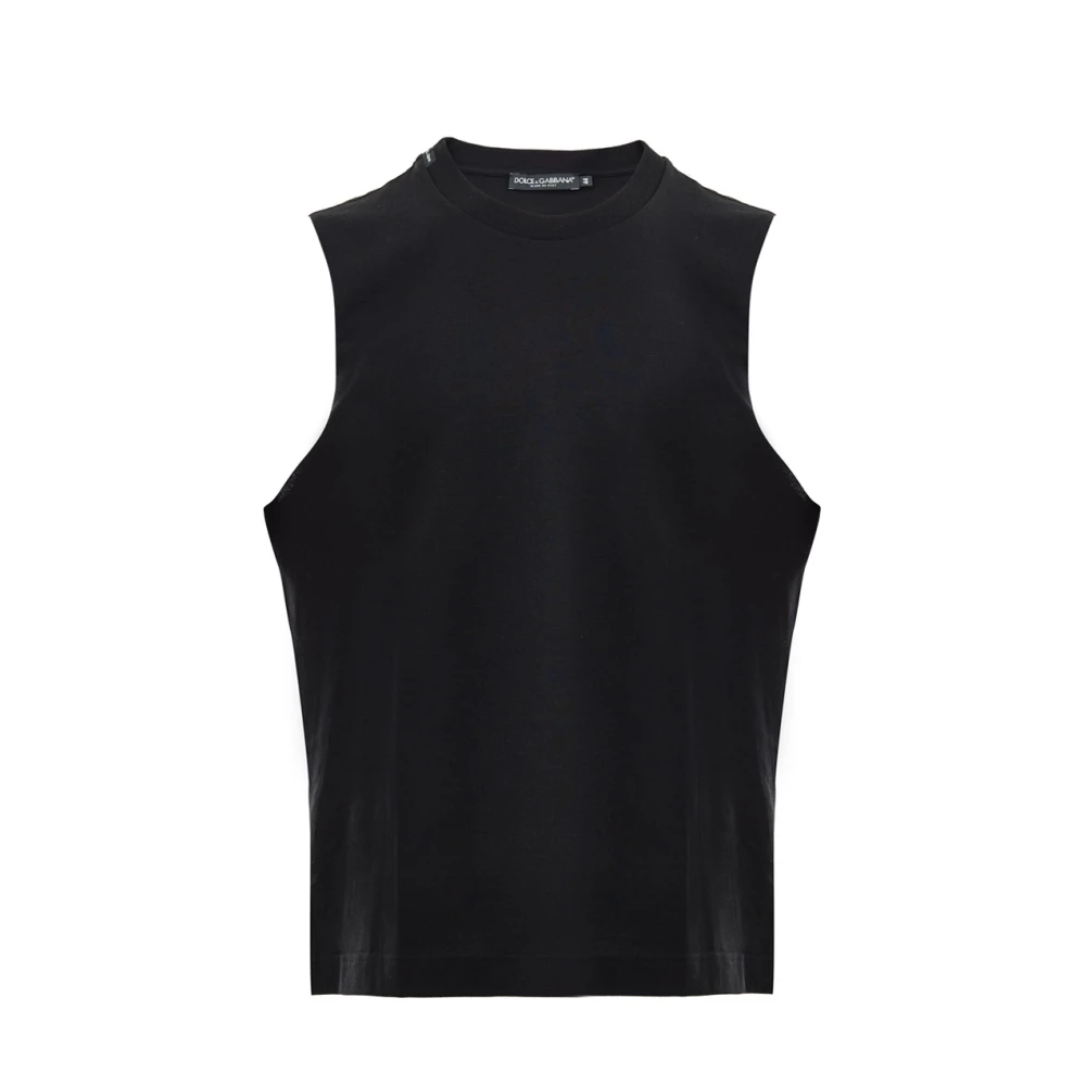 Dolce & Gabbana Black Sleeveless Tops, Male, Xs, Sleeveless Cotton T-Shirt