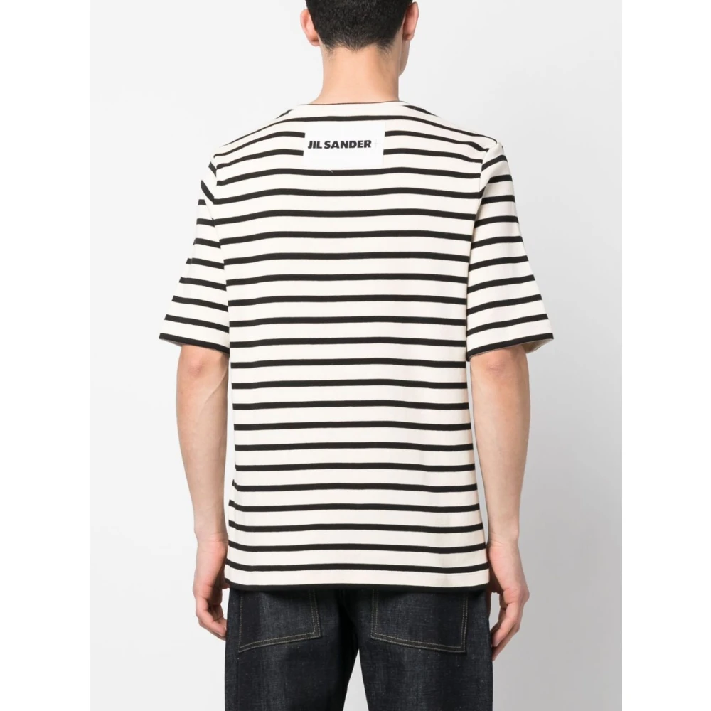 Jil Sander Grijze Streep Print T-shirt Gray Heren