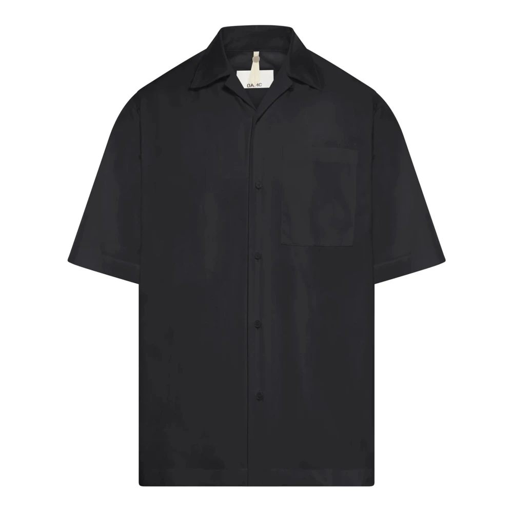 Oamc Zwarte katoenen shirt met geborduurd logo Black Heren