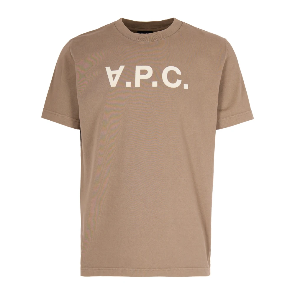 A.p.c. Men's Beige T-Shirts, S, Logo T-Shirt