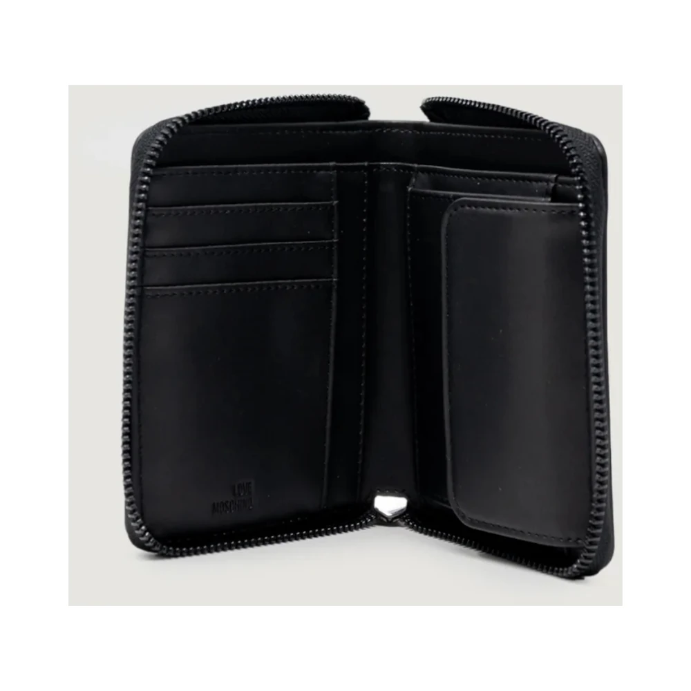 Love Moschino Zwarte Portemonnee met Logo en Rits Black Dames