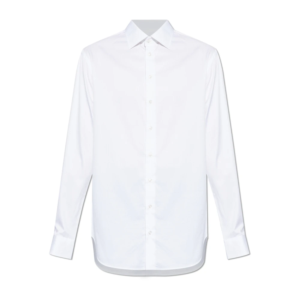 Giorgio Armani Herr Vit Skjortor 5XL, Bomull, Klassisk Bomullsskjorta Med Normal Passform