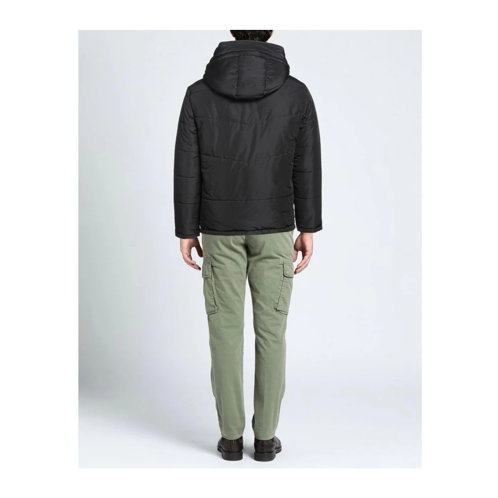 Aquascutum Zwarte Polyamide Jas met Afneembare Capuchon Black Heren