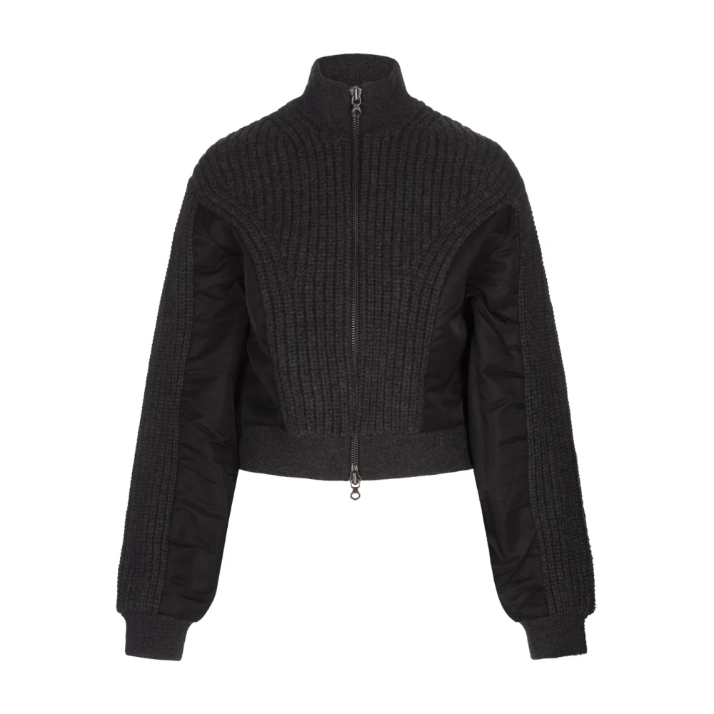 Diesel Zwarte Hybride Gebreide Jas Black Dames