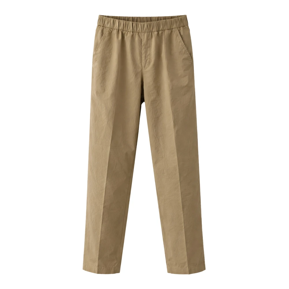 Pomandère Women's Beige Tapered Trousers, S, Tapered Trousers