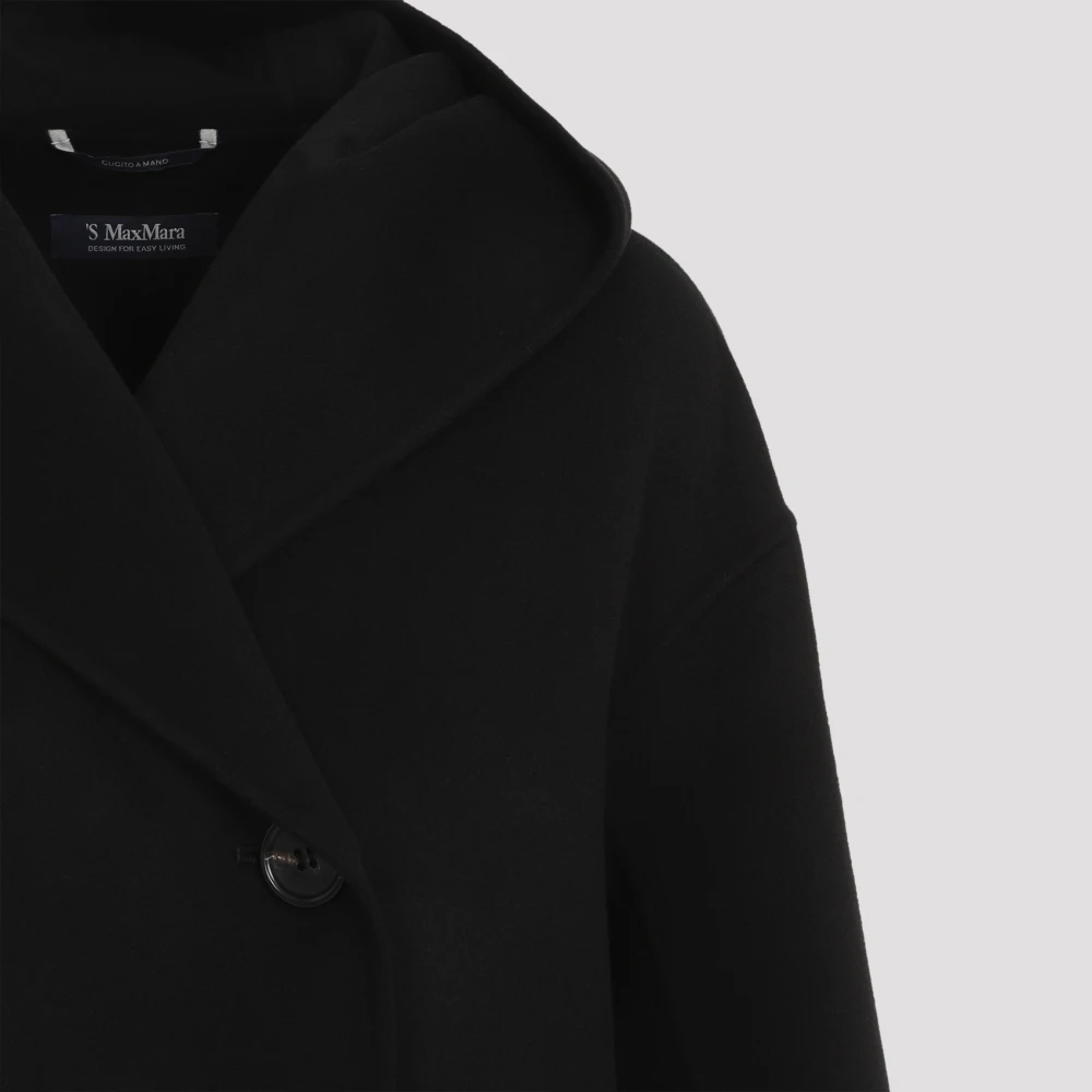 Max Mara Luxe Zwarte Wollen Jas Aw24 Black Dames