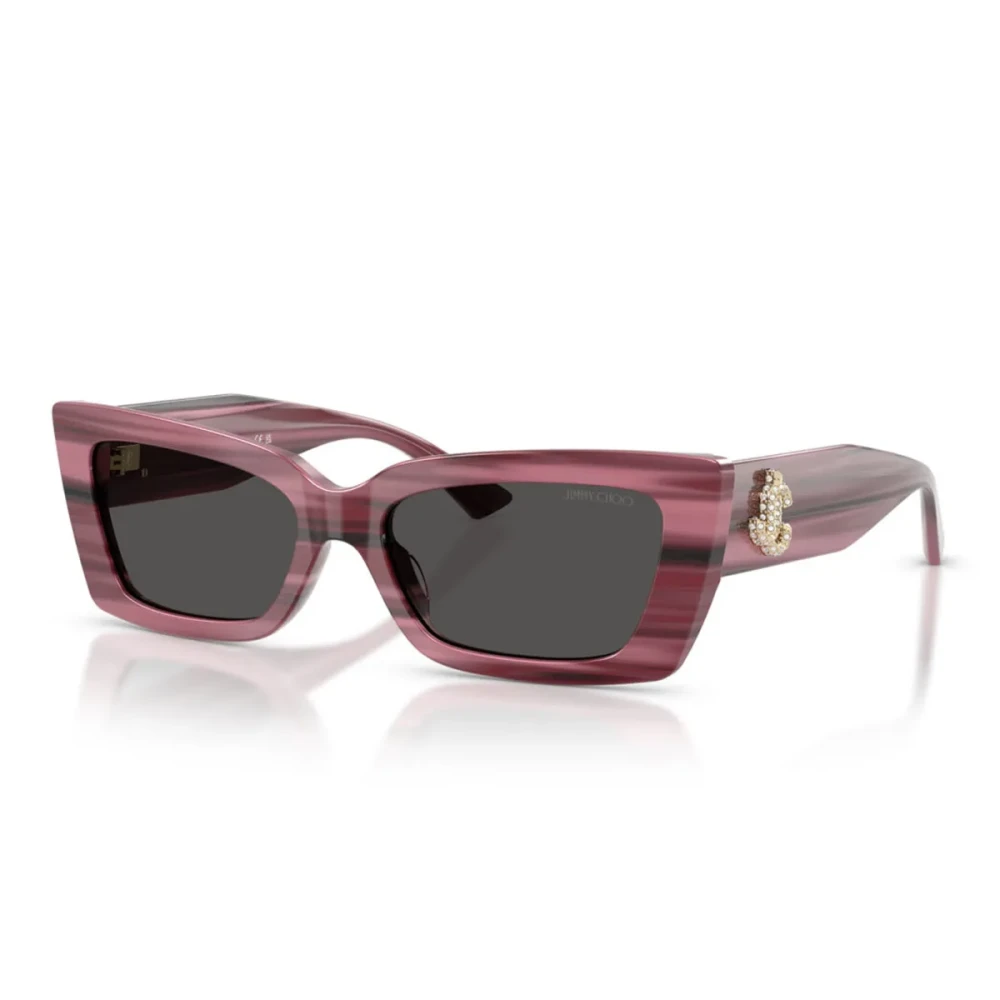 Jimmy Choo Women's Purple Striped Cat-Eye Sunglasses With Rhinestone Logo