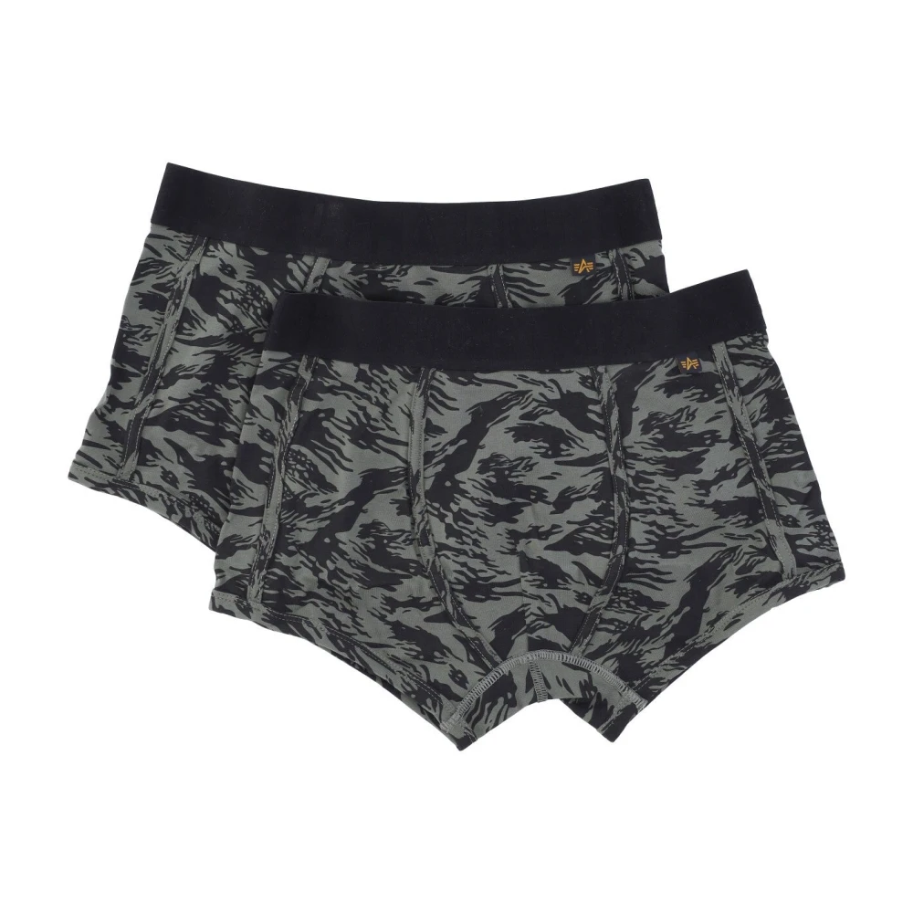 alpha industries Donkergroen Zwart Grafische Boxershorts 2-Pack Gray Heren