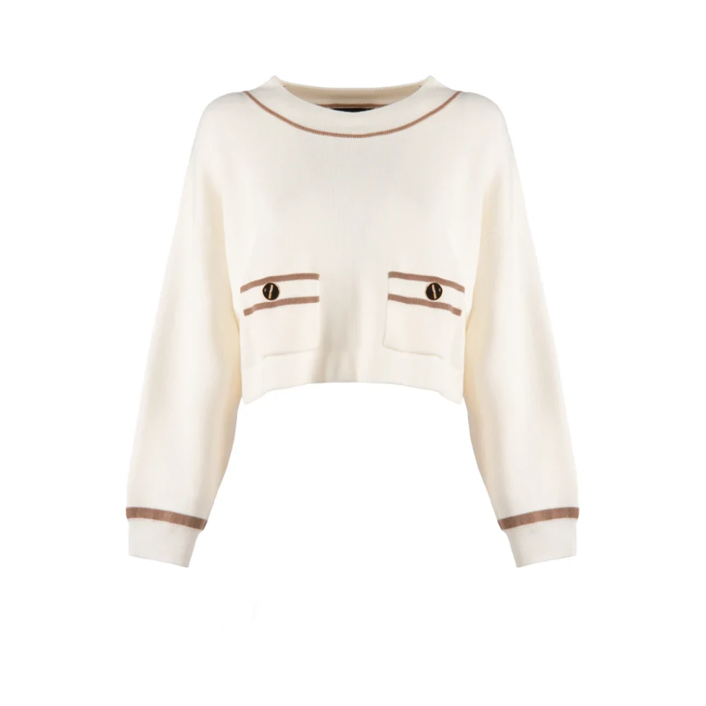 Nenette Ivoor Wolmix Boxy Trui Beige Dames