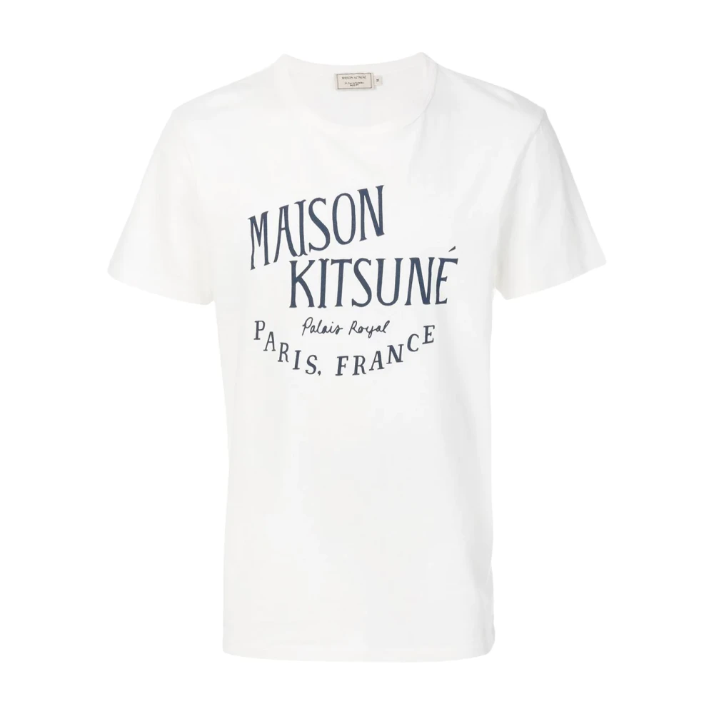 Maison Kitsuné Ecru Logo Print Katoenen T-shirt Beige Heren