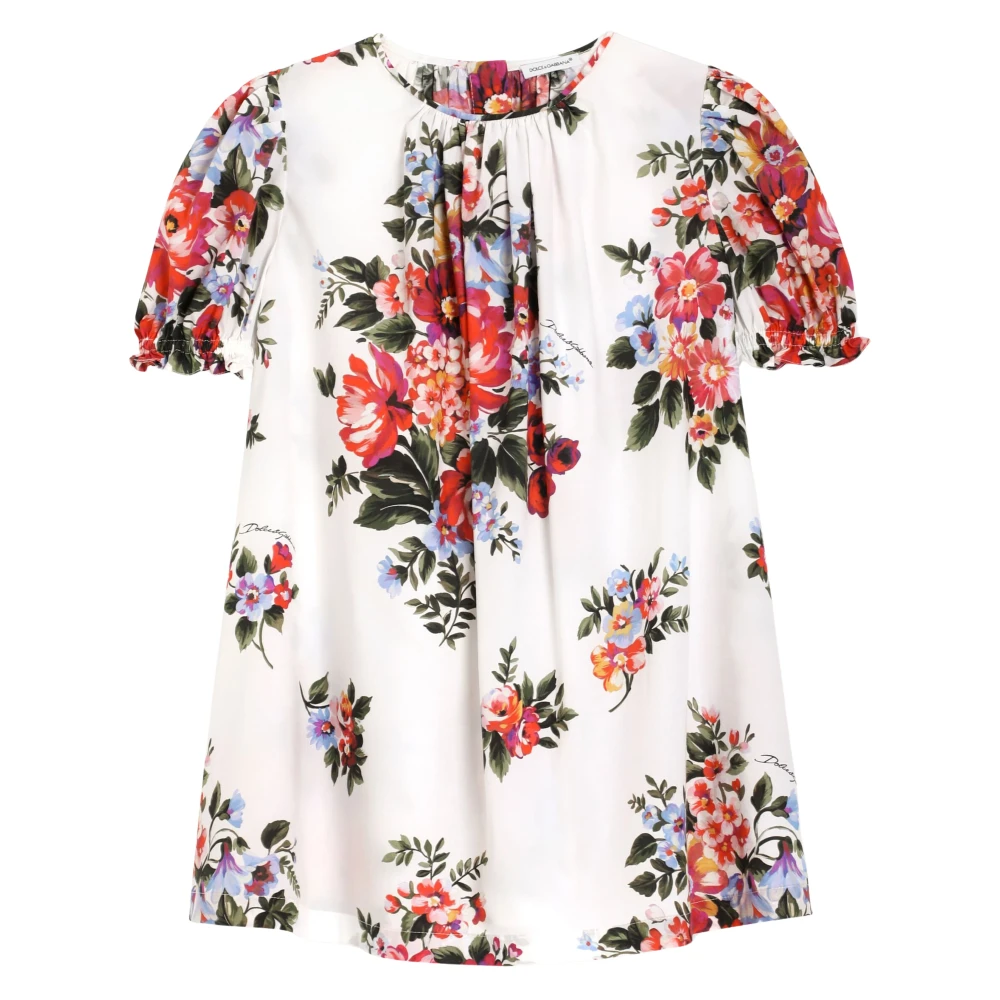 Dolce & Gabbana Multicolor Dresses, Female, 4 Y, Girls Cotton Floral Print Dress In Multicolour