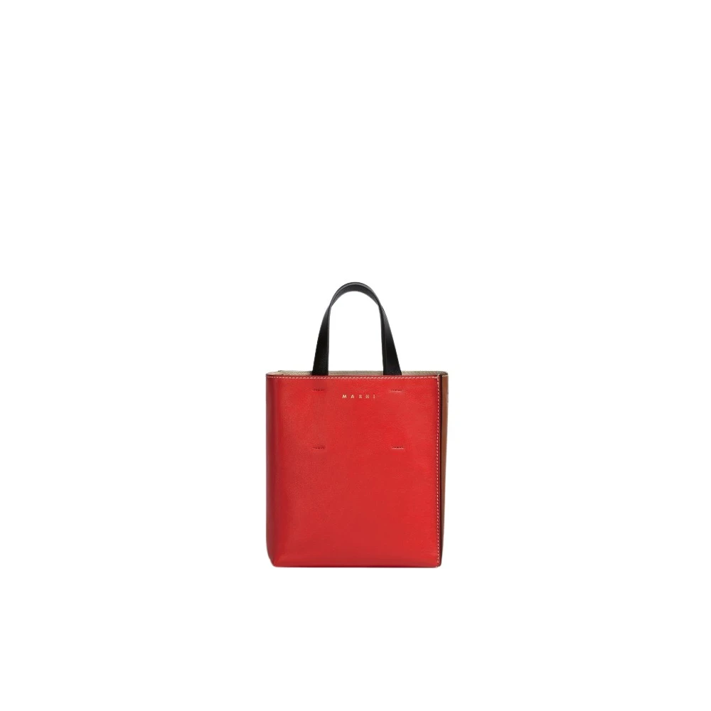 Marni Women's Multicolor Shopping Bags, One Size, Red-Brown Shoulder Bag