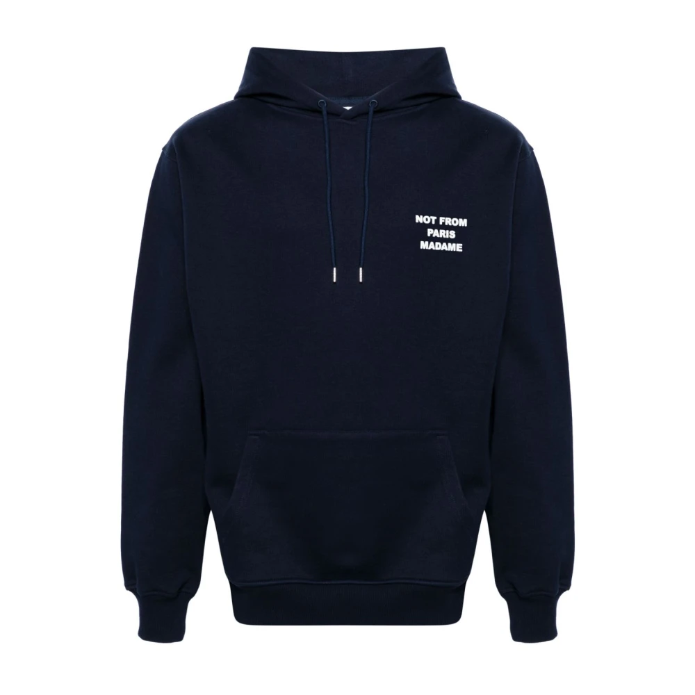 Drole de Monsieur Blauwe Katoenen Slogan Sweater Hoodie Blue Heren