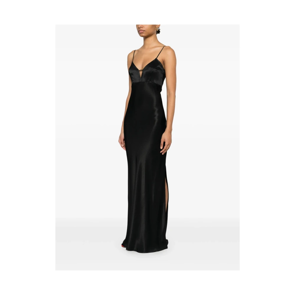 Twinset Zwarte V-hals Jurk met Zijsplit Black Dames