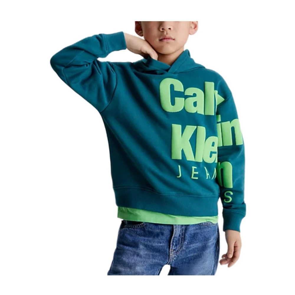 Calvin Klein Men's Green Logo Fleece Hoodie