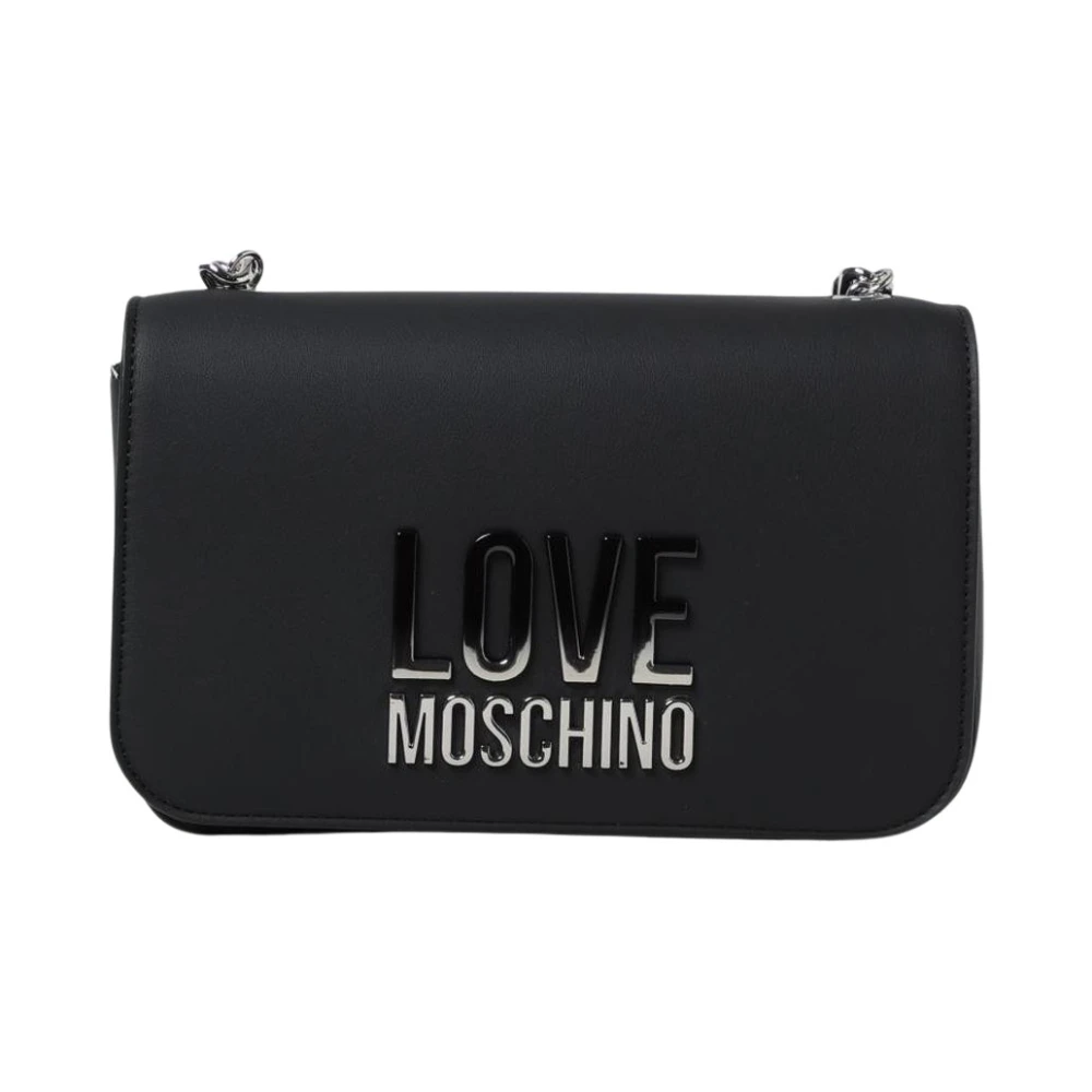 Love Moschino Chain Crossbody Bag With Lettering Detail - Female - Cross Body Bags - Black - One Size - Bags