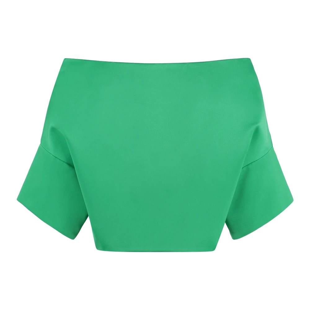 P.a.r.o.s.h. Geknoopte Off-Shoulder Bolero Jas Green Dames